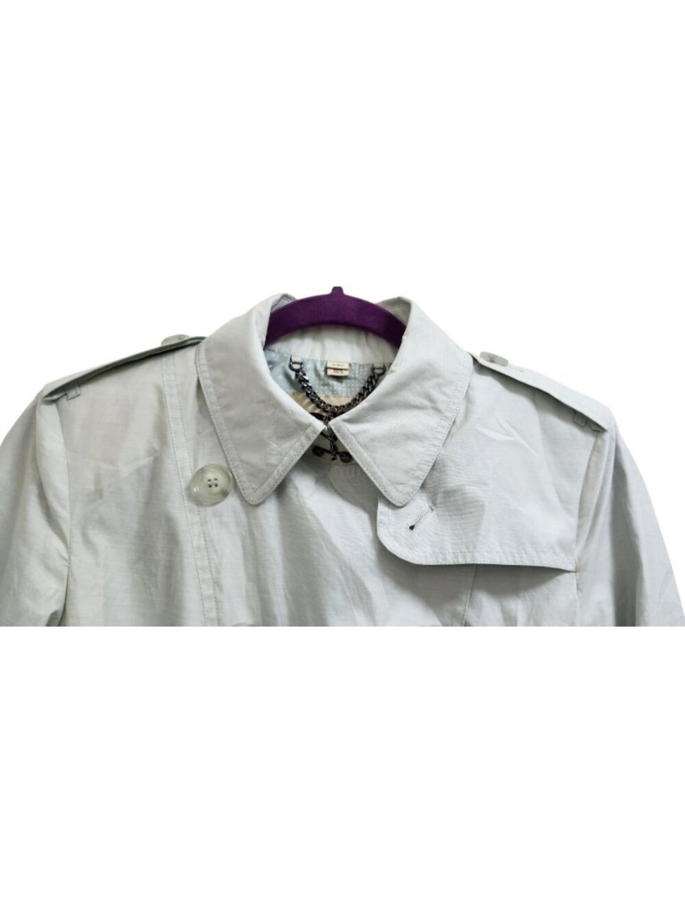 Burberry London Lightweight Cotton Silk Short Trench Coat Jacket US 8 UK 10 - Picture 4 of 16